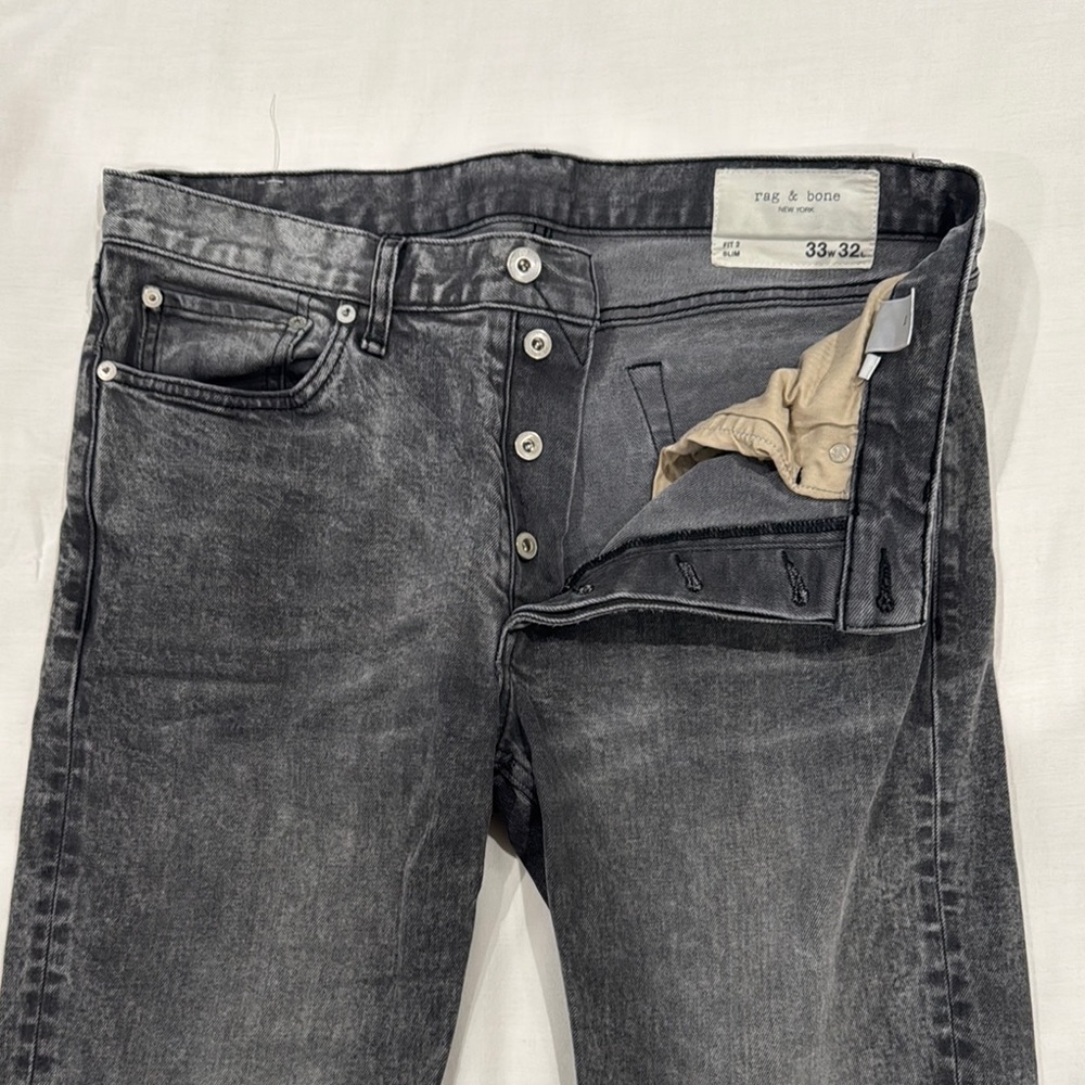 Rag & Bone Gray Slim Jeans with Vintage Wash